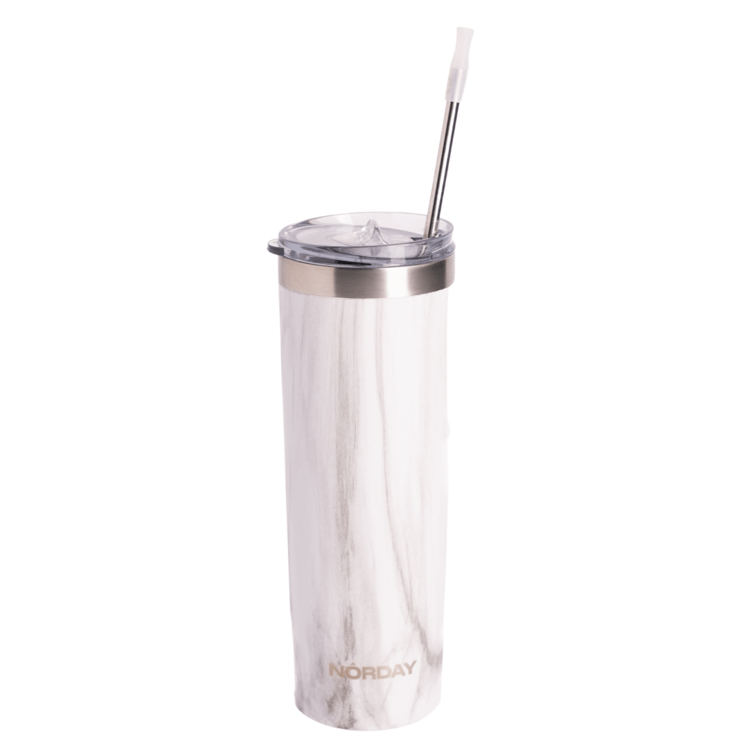Skinny 22 oz White Marble